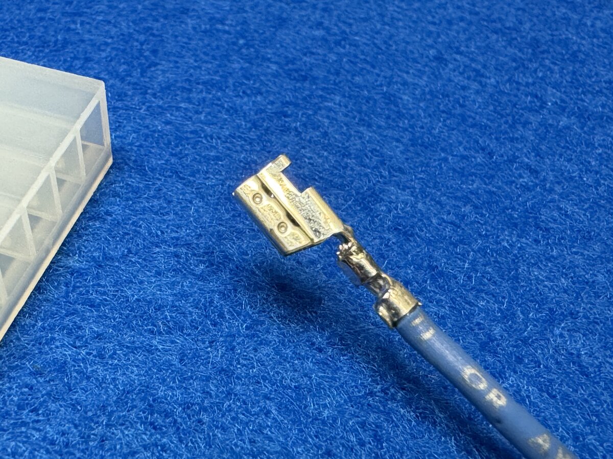 Molex connector crimped and soldered