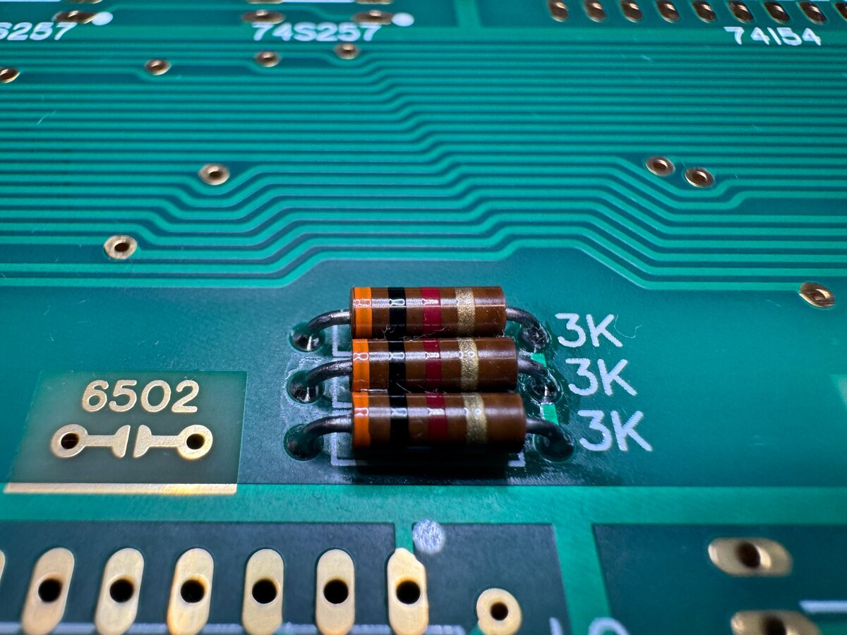 Soldered resistors on top