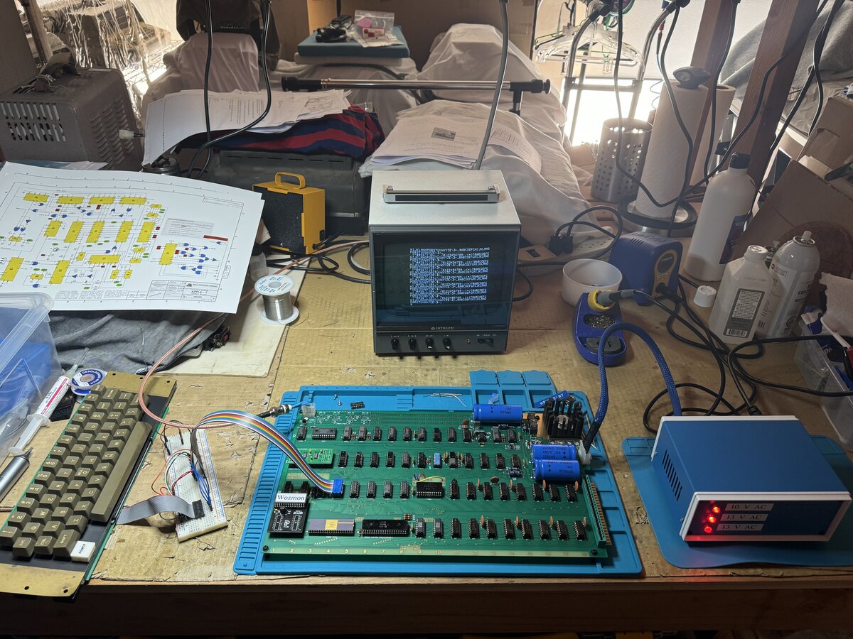 Apple II keyboard adapter on breadboard