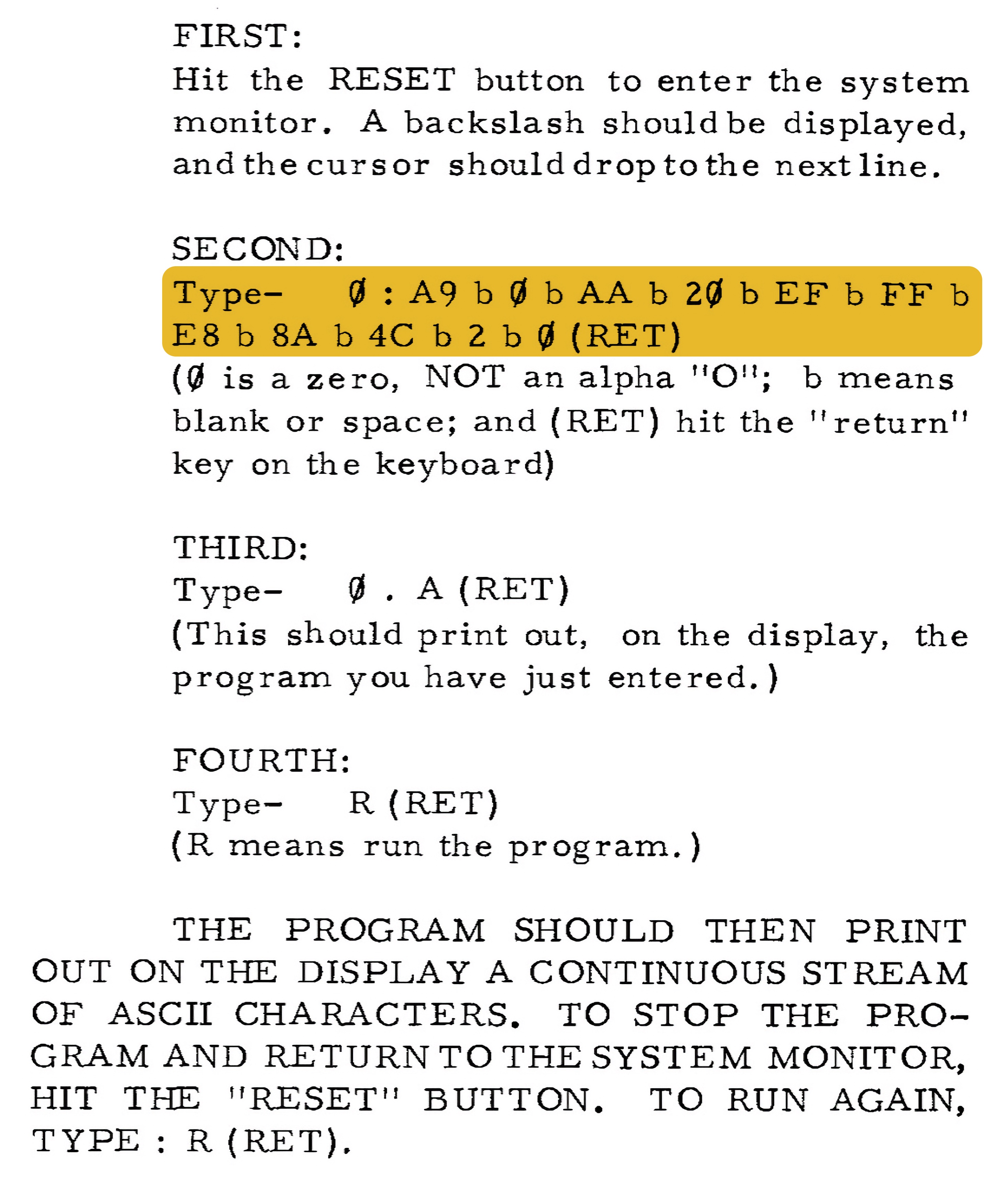 The Apple-1 test program