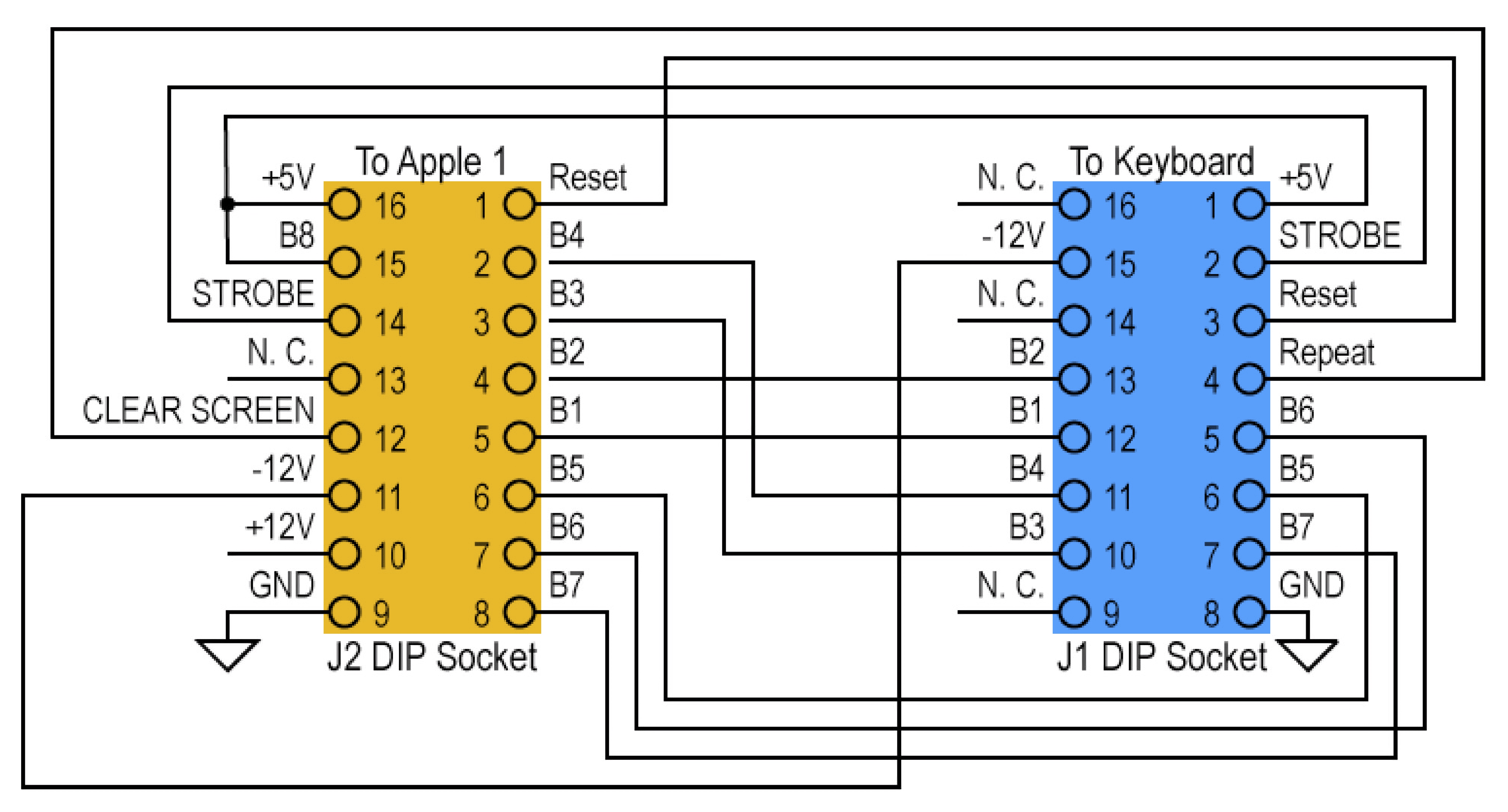 Apple II keyboard pinout adapter