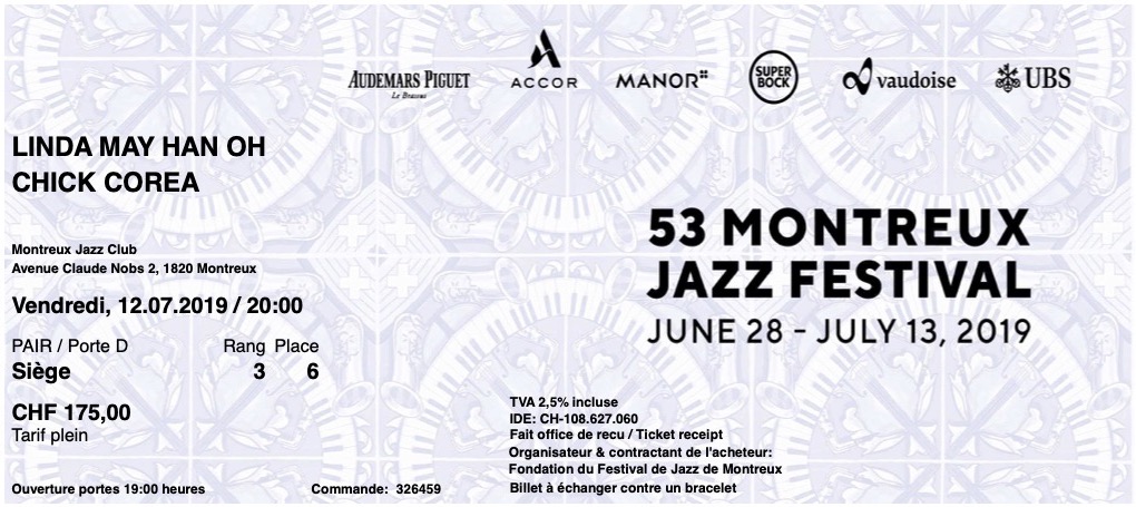 Montreux Jazz Festival Chick Corea concert ticket
